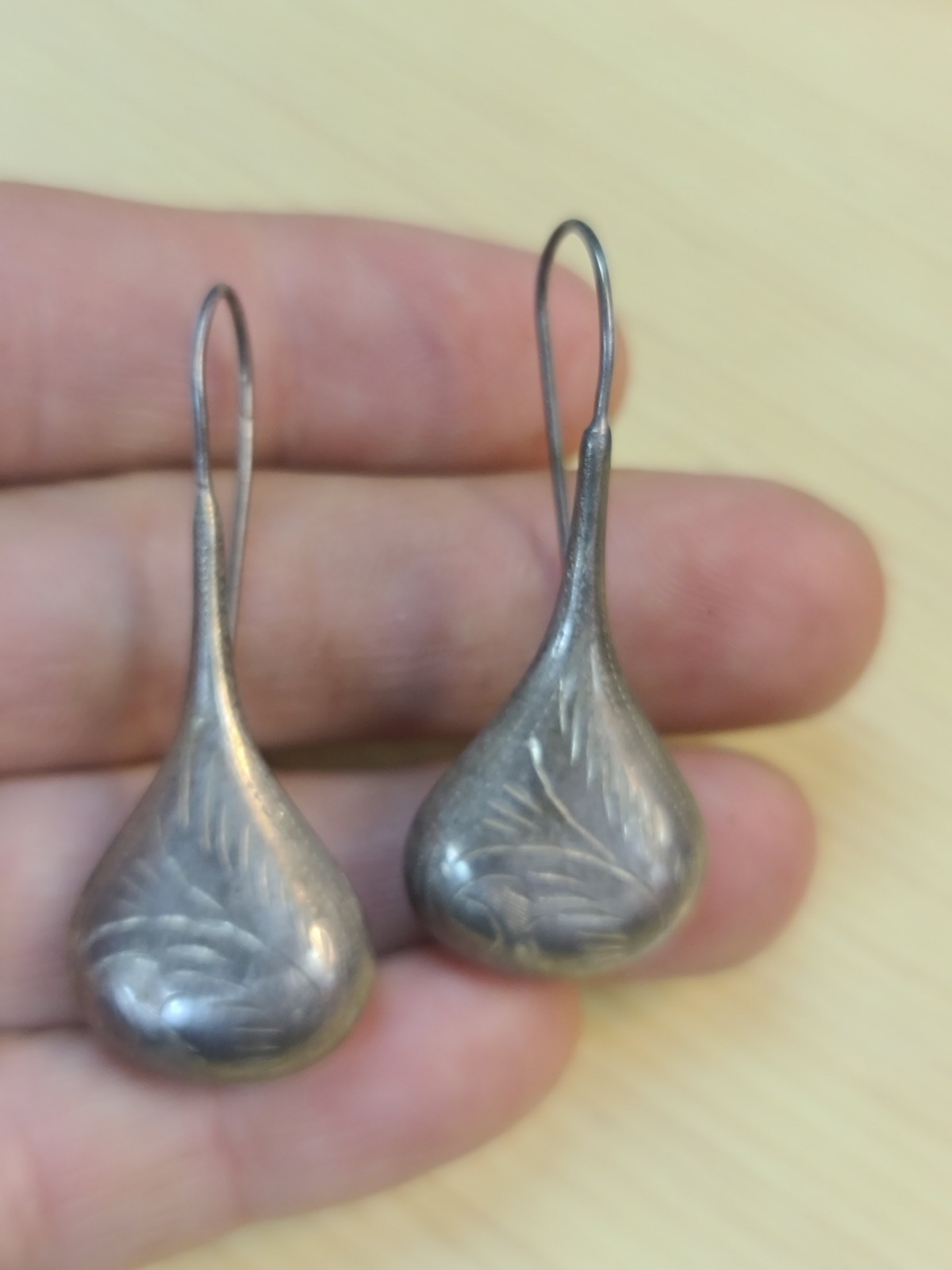 Vintage Sterling 925 Solid Silver Wired Drop Earr… - image 10
