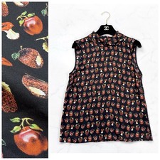 RED VALENTINO fruit pattern sleeveless blouse silk high neck all over pattern