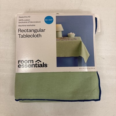 Room Essentials Rectangular Tablecloth 60'' x 104'' 100% Cotton Green