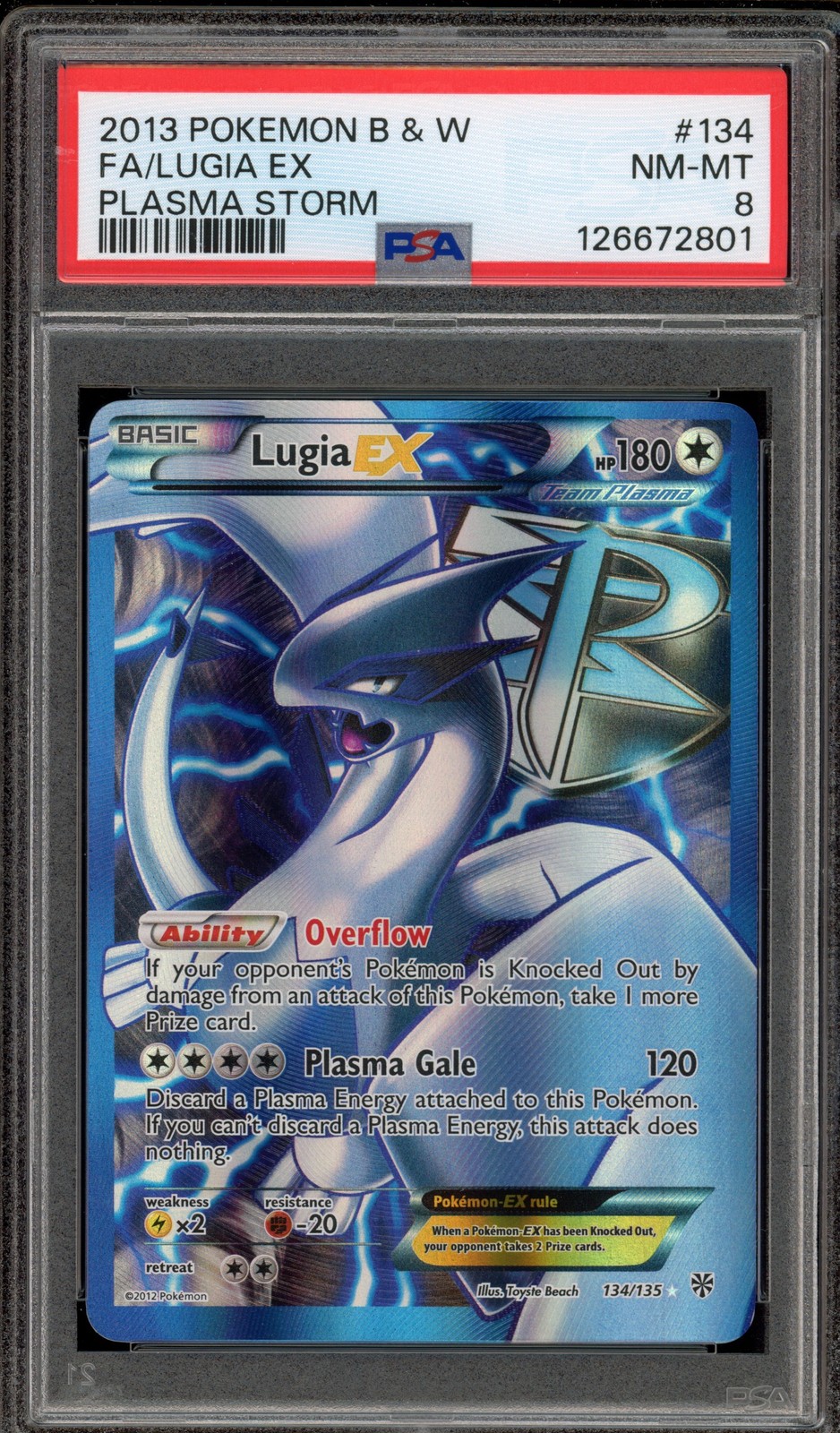 Pokemon Lugia EX Plasma Storm Full Art #134 PSA 8