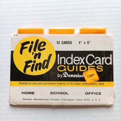 Dennison File 'n Find Index Card Guides - 12 - 4'' x 6'' Cards