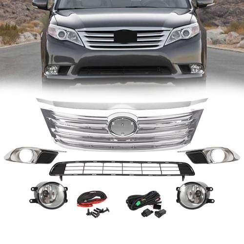 Front Upper Lower Grille With Fog Lamps+Covers 7Pcs For 2011-2012 Toyota Avalon