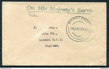 1937 Cook Islands Rarotonga O.H.M.S. "OFFICIAL PAID" cover - England