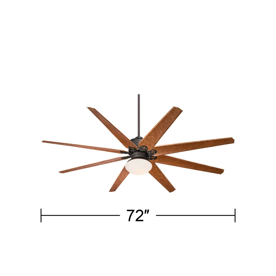 72" Outdoor Ceiling Fan with Opal Glass Light LED Remote Bronze Damp Patio - Image 4 of 4