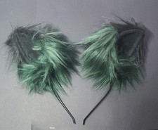 Cosplay Cat Ears Green To Black Ombre Headband Costume Accessory