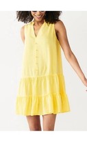 Nine West Yellow Spring sleeveless dress Medium Lightweight Beach Casual VNeck