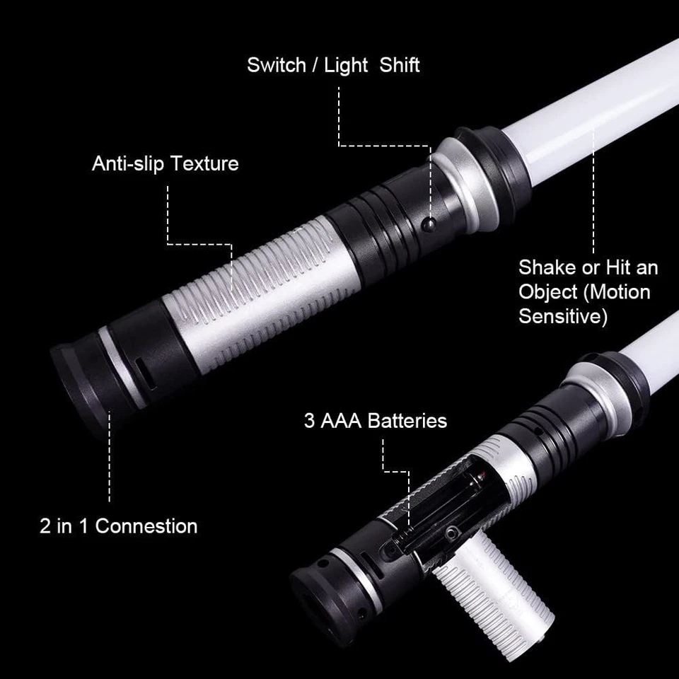 Leuchtschwert mit Sound, 7 Farben, einziehbares Lichtschwert für Kinder, Jungen, - Bild 2 von 4