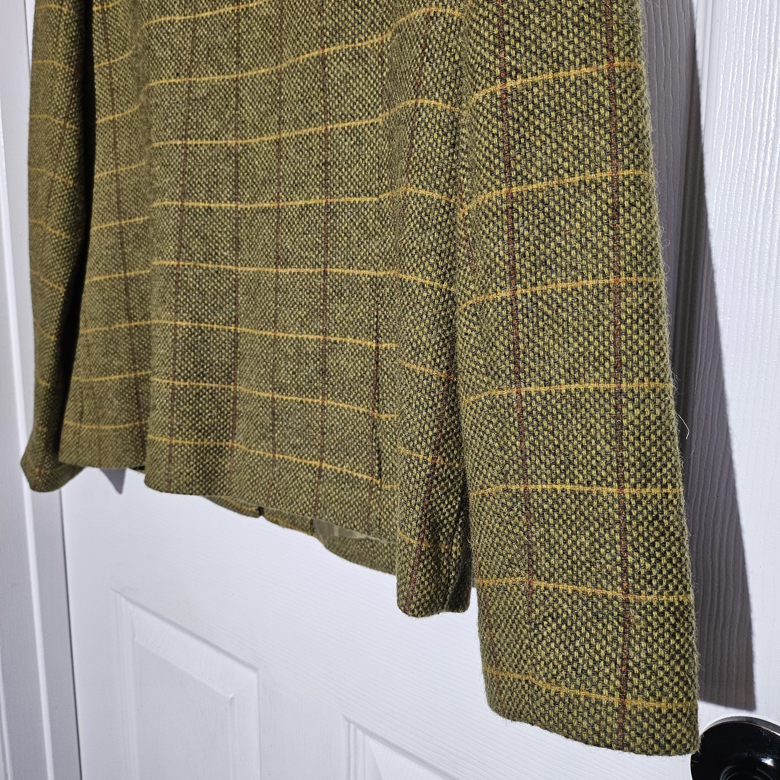 Ann Taylor Women's Olive Green Plaid  Wool Blend Blazer Jacket Size 10