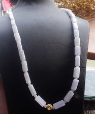 Certified Lavender A JADE Jadeite Beads Rectangle Necklace 26 inches 716397 AS