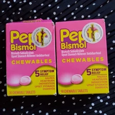 Pepto-Bismol Digestive Relief Chewable Tablets - 2x Pack of 30