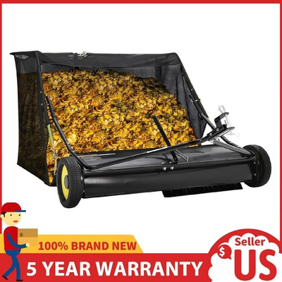 #ad #ad Tow Behind Lawn Sweeper 42quot; Yard Leaf Grass Collector Lawn Sweeper Adjustable $178.59