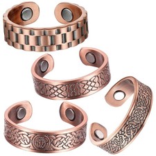 Adjustable Pure Copper Magnetic Rings for Men  Women - Unique Thumb Jewelry Gif