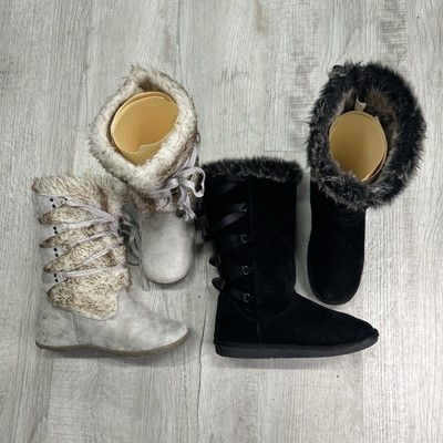 Set Of Two (2) Women Boots - Gray (WANTED) - Size 8  -  Black (SUGAR) - Size 8M