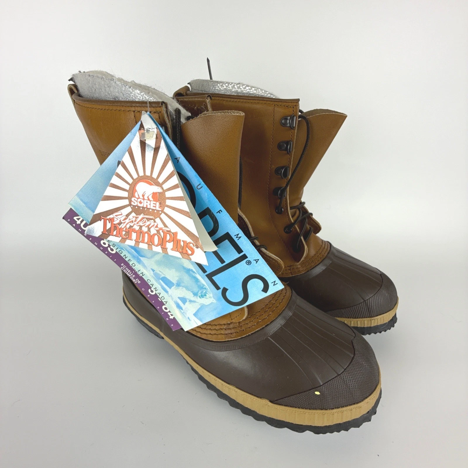 Vintage Sorel Kaufman Superior Winter Snow Boots Mens Size 8 Brown New Insulated