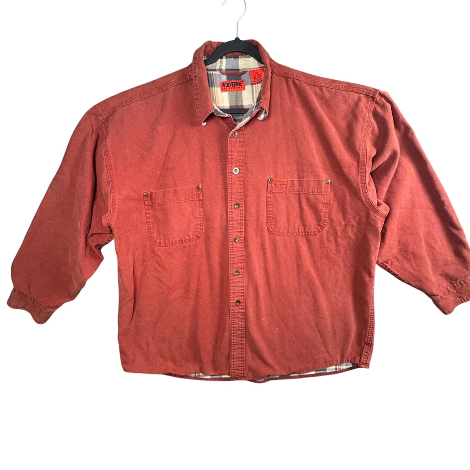 Wolverine Mens Lined Workwear Shirt Red Heavy Duty Plaid Button Up XXL - Image 2 of 4