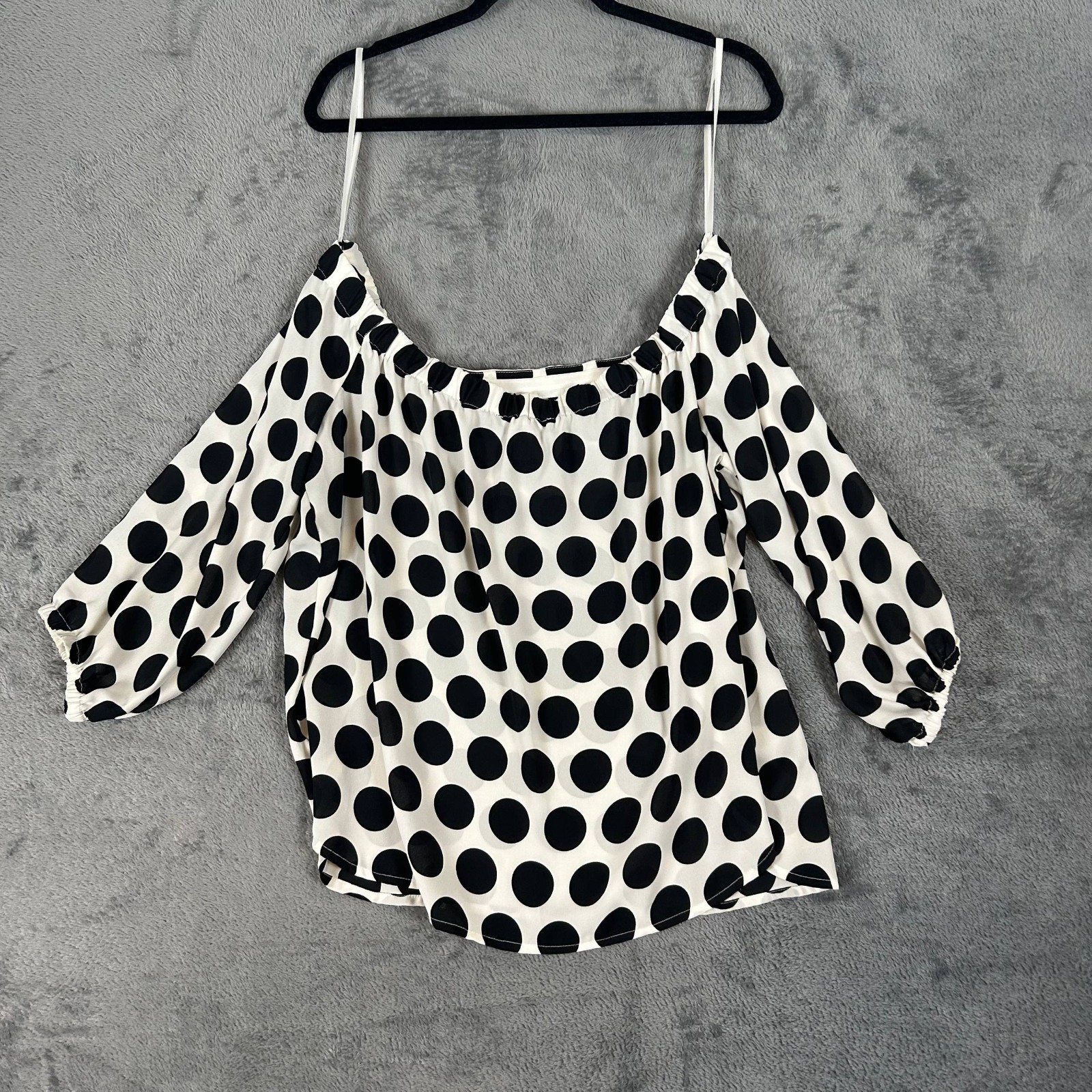 INC Womens Bold Dot Print Off-Shoulder Strap Top Size P/L