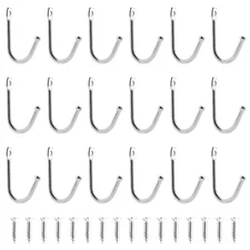 24 PCS 1.4x1 Inch Silver Single Iron J-Hooks Decorative Wall Mounted Hooks