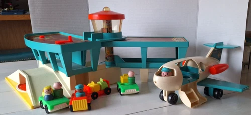 Vintage Fisher Price Little People Play Family Airport 1972 #996 Airplane Extras