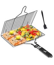 UNCO Stainless Steel Fish & Veg Grill Basket  Black