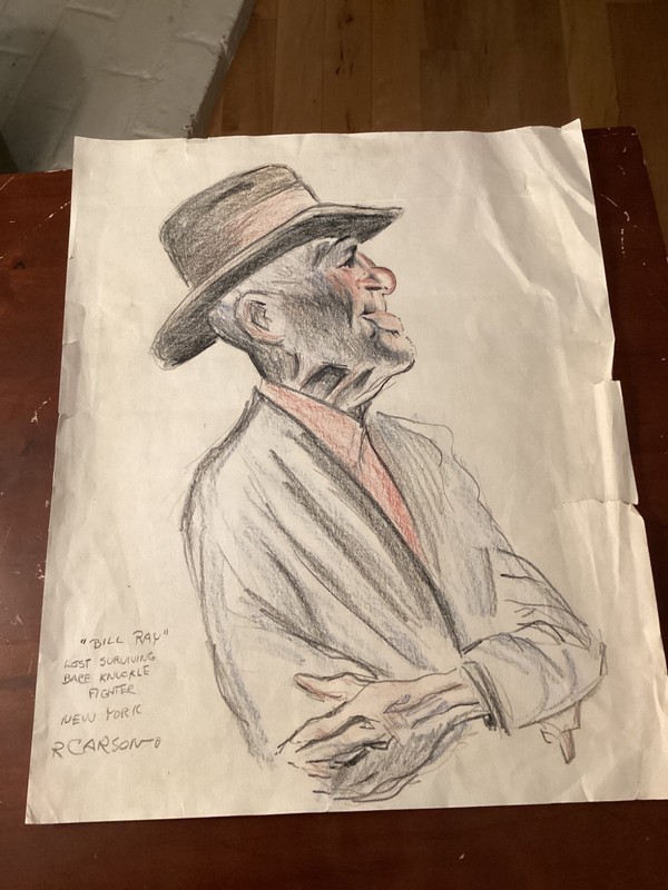 Robert Carson Boxing Art Bill Ray Last Bare Knuckel Boxer 12x15