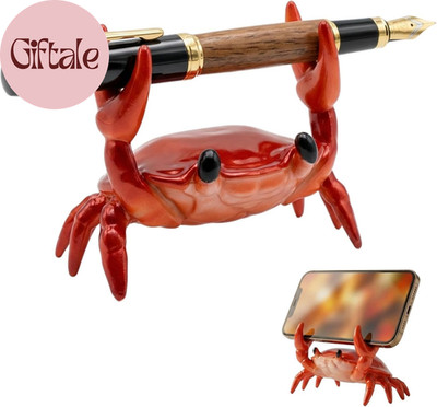 Cute Red Crab Pen Holder & Eyeglass Stand, Funny Phone & Remote Holder for Desk,