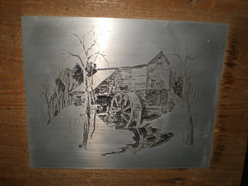RARE Japanese Steel Engraving Water Mill Etching Printing Plate of Mount Mt FUJI