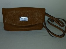 Nine West Purse Tunnel Mini Crossbody Pebbled Leather Mustard