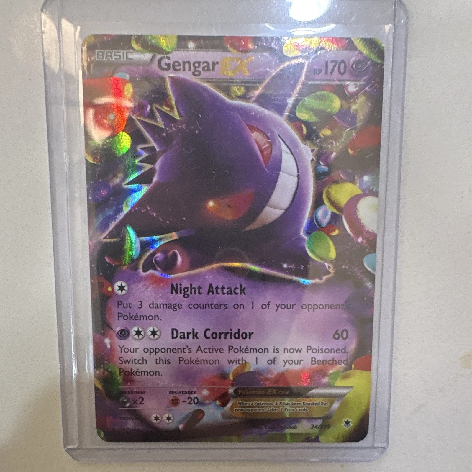 Pokemon Gengar EX 34/119 XY Phantom Forces Ultra Rare Full Art Holo English