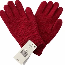 NWT Steve Madden Zigzag Metallic Touchscreen Tech Gloves Red One Size #3541