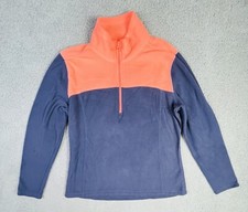 Old Navy Pullover Women  s Size Large Pink  Gray Half Zip Fleece Long Sleeve