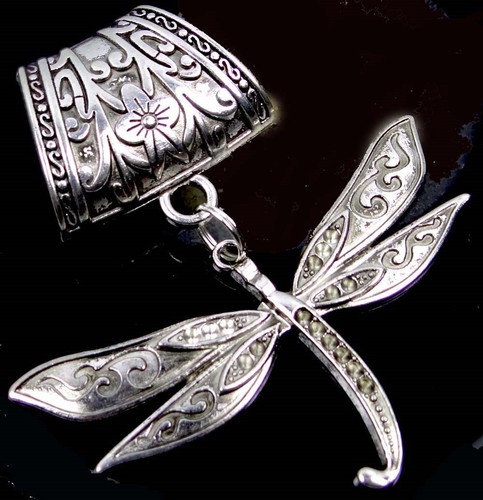 Schal Anhänger Silber Zinn Libelle Flug Dia  - Bild 1 von 3