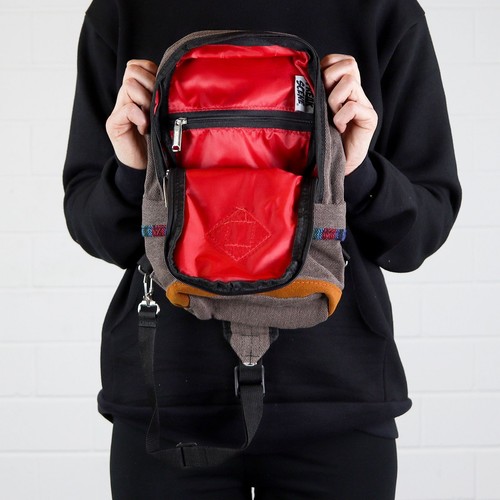 Kleiner Rucksack Schultertasche Umhängetasche braun Muster 04 - Picture 7 of 8