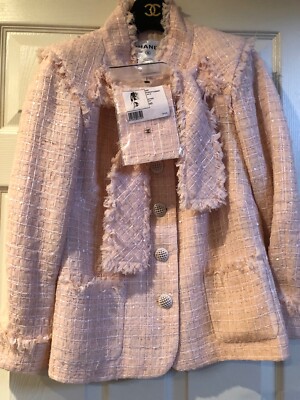 Chanel VINTAGE 09P NEW TAGS TWEED LACE PINK JACKET 'CHANEL
