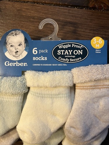 Gerber wackelfeste Socken. Größe 3-6 Monate. Baby Mädchen. 6 Stück - Bild 2 von 5