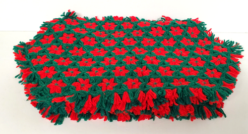 Placemats Red and Green Yarn Christmas Holiday Set of 6 Handmade - Picture 2 of 9