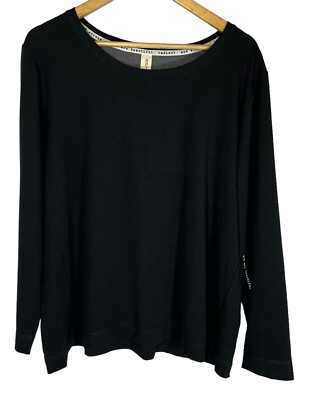 Hue Plus Size Solid Long Sleeve Lounge Women s T-Shirt Color Black Size 1X