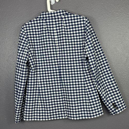 J. Crew Parke Blazer Gingham Bi-Stretch Baumwollmischung Dark Navy Weiß 8 NEU - Bild 2 von 6