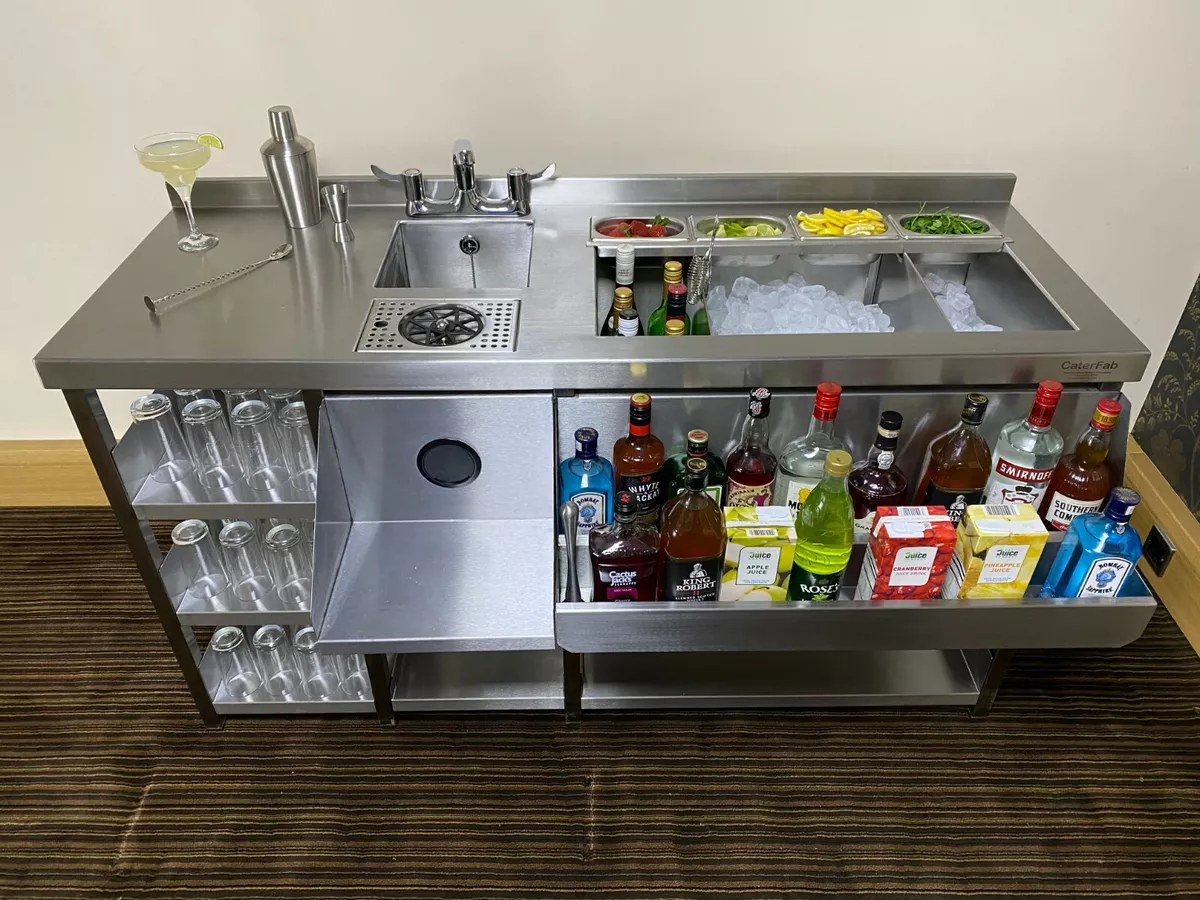 Deluxe Cocktail Bar Station Stainless Steel with Fully Insulated Ice Well Unit