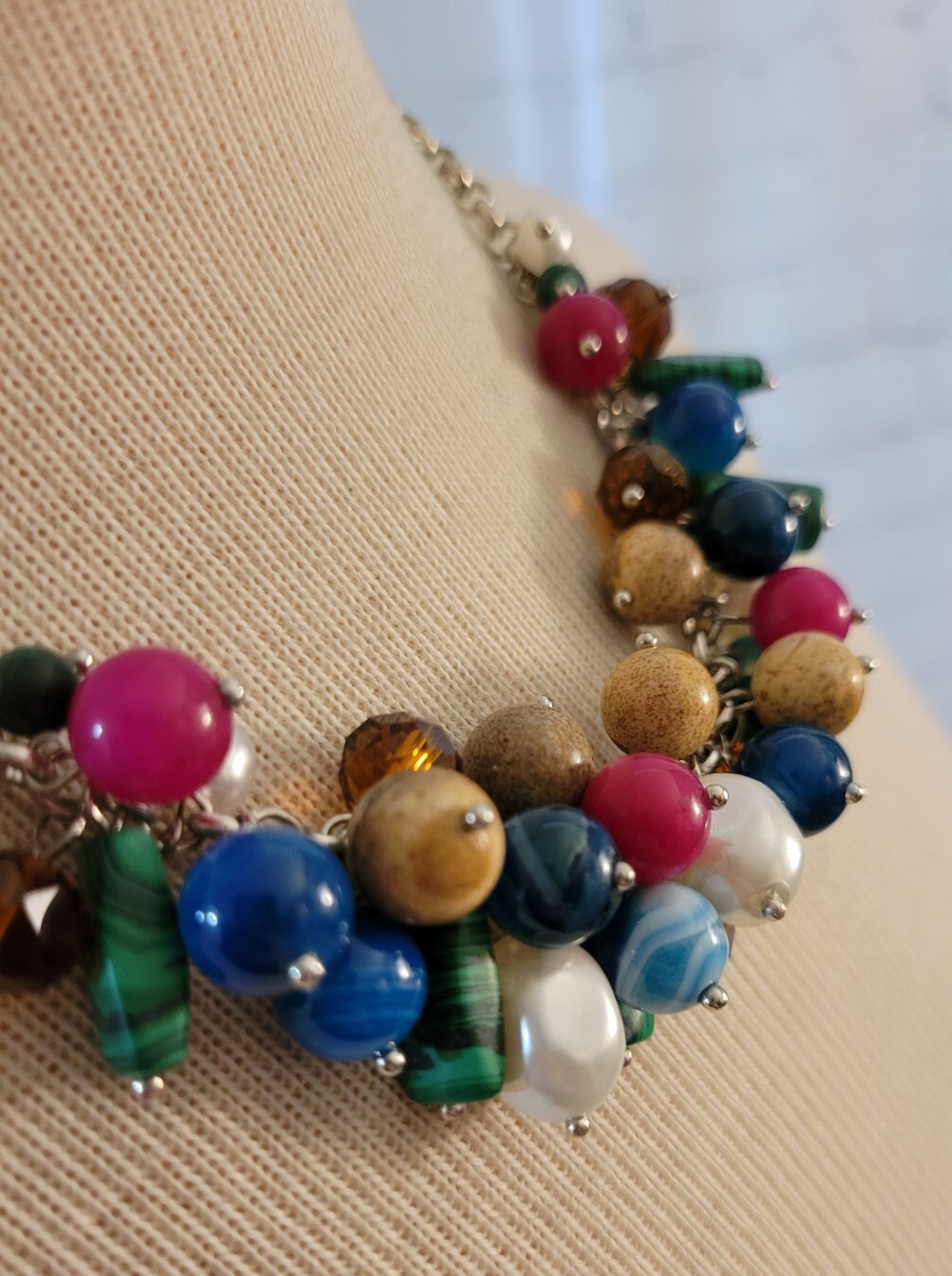 Artisan Hand Crafted Beaded Statement Necklace Na… - image 2