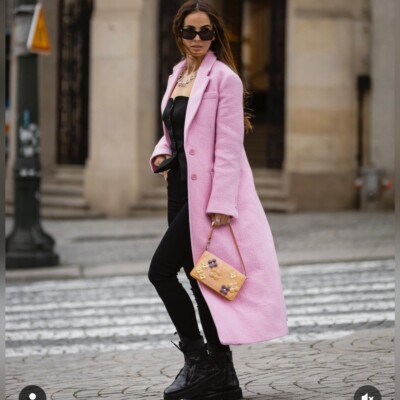 MANTEAU ZARA ÉDITION LIMITÉE PREMIUM LAINE MÉLANGÉE ROSE CLAIR XL