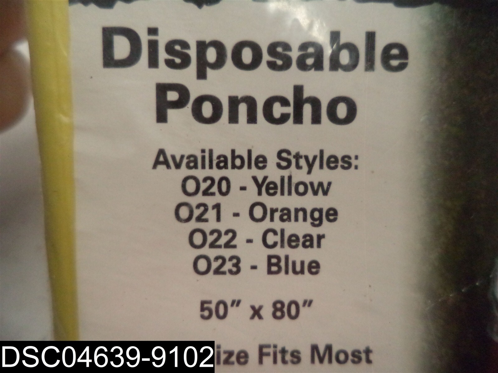 QTY=4: 020 River City Garments Disposable Poncha One Size Fits All