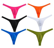Men's Comfy Bikini Tanga Underwear Enhance Bulge Pouch Thongs Elasticity T-Back