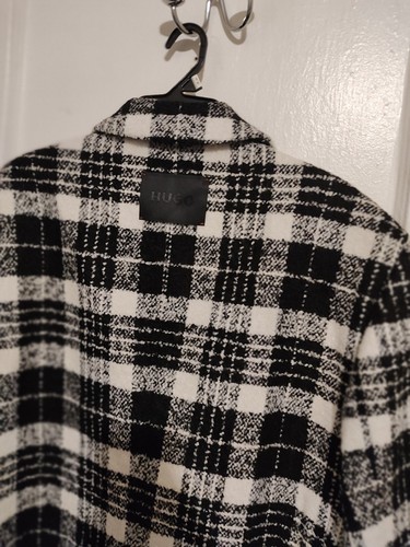 $695 - Hugo Boss Women Double Breasted Coat Plaid Pattern Oversized- Size 12 - Picture 9 of 10