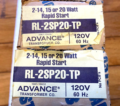 2 Advance RL-2SP20-TP Florescent Ballasts 110/120V For 2 F20T12, 2 F15T12 Lamps