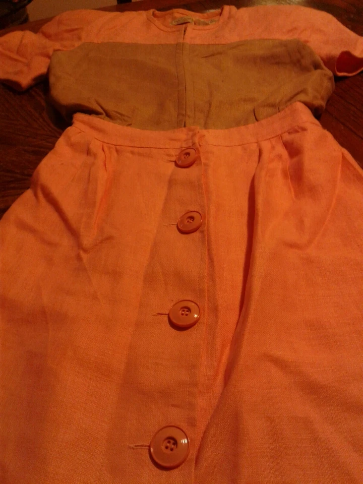 Vestido camisero vintage Valentino Boutique para mujer talla 4 marrón melocotón (cb28) Foto 2 de 4