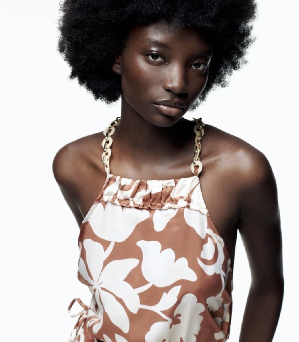 Zara Printed Jumpsuit With Neck Chains | eBay