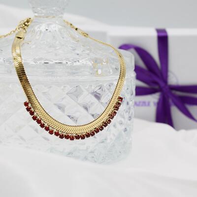 Vergoldetes Edelstahl CZ Rot Romantik Schlangenarmband Hypoallergen