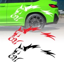 2PCS Wolf Graphics Stickers Car Body Decals Self-Adhesive SUV Side Strip Decal