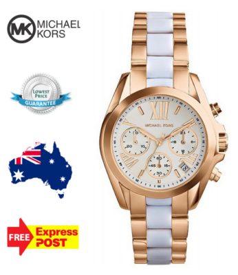 NEW MICHAEL KORS MINI BRADSHAW MK5907 ROSE GOLD/WHITE WOMENS