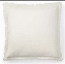 RALPH LAUREN CALLEN OPEN WEAVE CREAM FRINGE EDGE COTTON EURO PILLOW SHAM SET